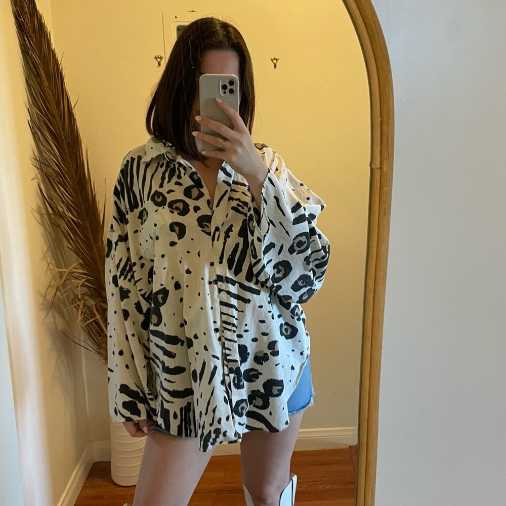 Vintage and black patterned button down.